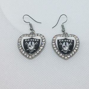 Raiders Heart Rhinestone Earrings
